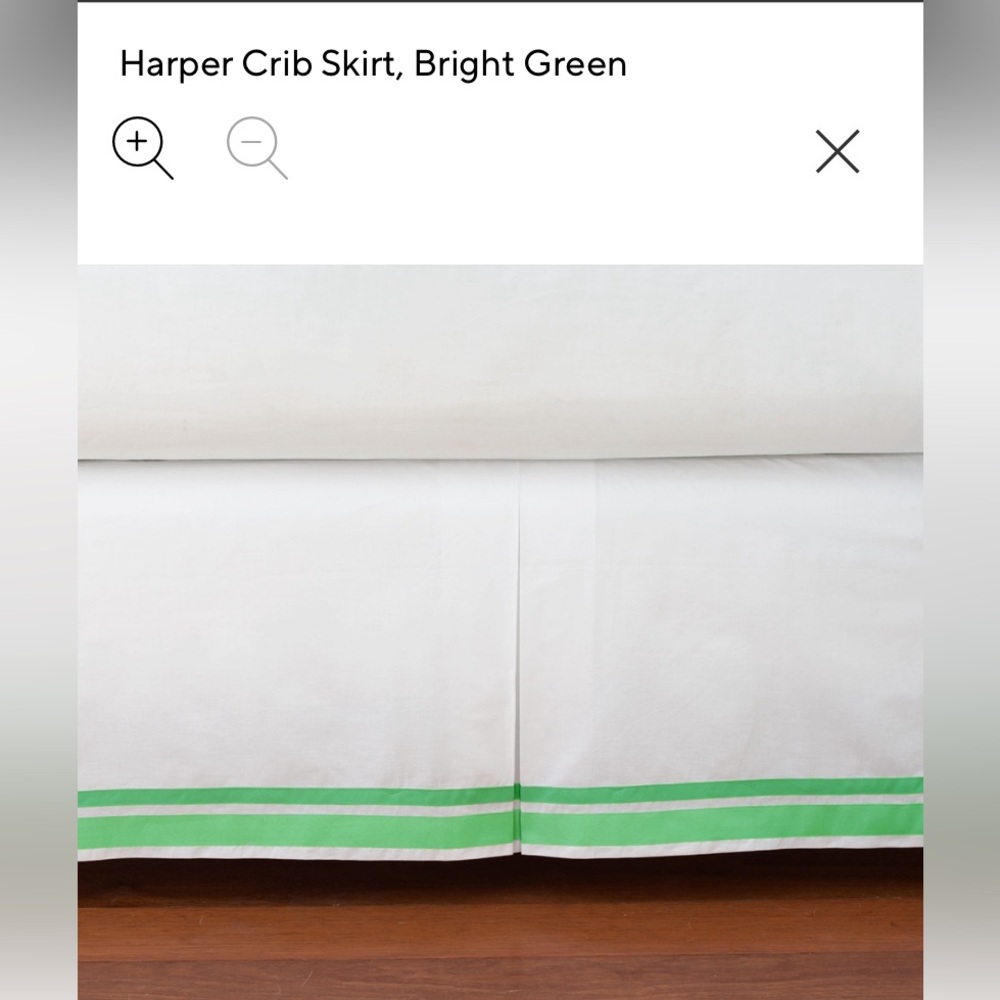 Pottery, barn, kids Harper crib skirt with green stripe